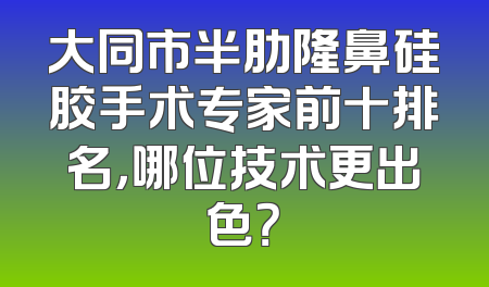 大同市半肋隆鼻硅胶手术专家前十排名，哪位技术更出色？