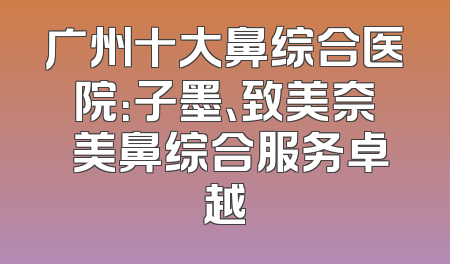广州十大鼻综合医院：子墨、致美奈玥美鼻综合服务卓越
