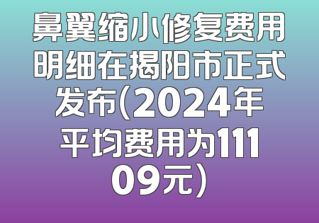 鼻翼缩小修复费用明细在揭阳市正式发布（2024年平均费用为11109元）