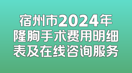 宿州市2024年隆胸手术费用明细表及在线咨询服务