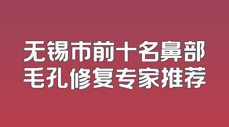 无锡市前十名鼻部毛孔修复专家推荐