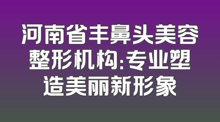 河南省丰鼻头美容整形机构：专业塑造美丽新形象