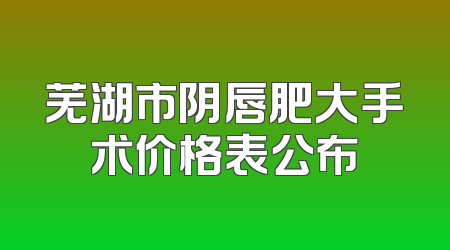 芜湖市阴唇肥大手术价格表公布
