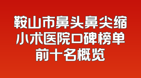 鞍山市鼻头鼻尖缩小术医院口碑榜单前十名概览