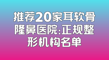 推荐20家耳软骨隆鼻医院：正规整形机构名单