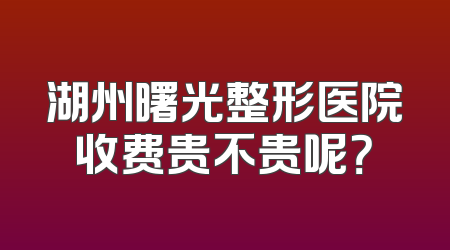 湖州曙光整形医院收费贵不贵呢？