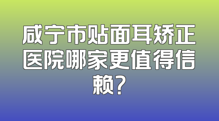 咸宁市贴面耳矫正医院哪家更值得信赖？