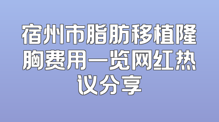 宿州市脂肪移植隆胸费用一览网红热议分享