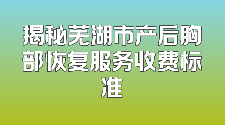 揭秘芜湖市产后胸部恢复服务收费标准