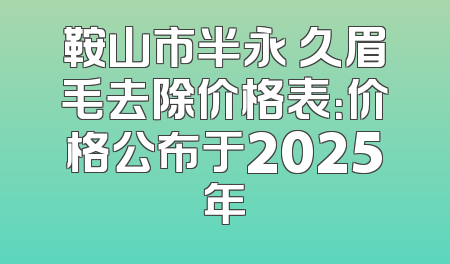 鞍山市半永 久眉毛去除价格表：价格公布于2025年