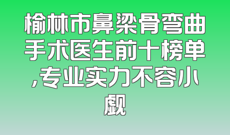 榆林市鼻梁骨弯曲手术医生前十榜单，专业实力不容小觑