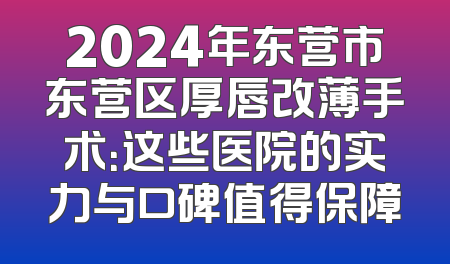 2024年东营市东营区厚唇改薄手术：这些医院的实力与口碑值得保障