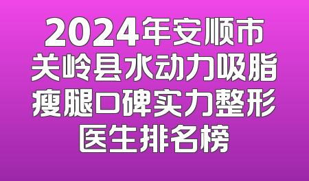 2024年安顺市关岭县水动力吸脂瘦腿口碑实力整形医生排名榜