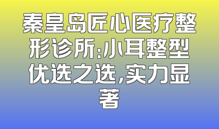秦皇岛匠心医疗整形诊所：小耳整型优选之选，实力显著