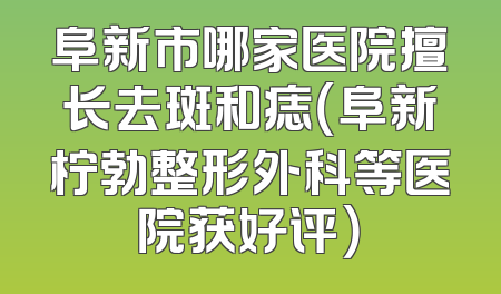 阜新市哪家医院擅长去斑和痣（阜新柠勃整形外科等医院获好评）