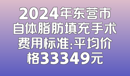 2024年东营市自体脂肪填充手术费用标准：平均价格33349元