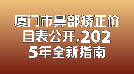 厦门市鼻部矫正价目表公开，2025年全新指南