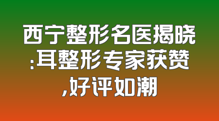 西宁整形名医揭晓：耳整形专家获赞，好评如潮