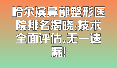 哈尔滨鼻部整形医院排名揭晓：技术全面评估，无一遗漏！