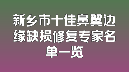 新乡市十佳鼻翼边缘缺损修复专家名单一览