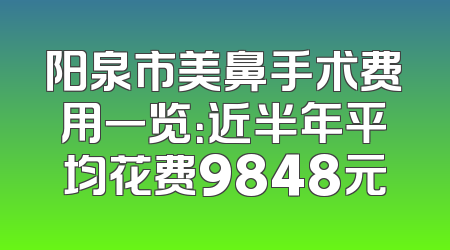 阳泉市美鼻手术费用一览：近半年平均花费9848元