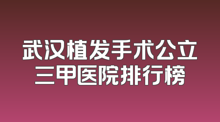 武汉植发手术公立三甲医院排行榜