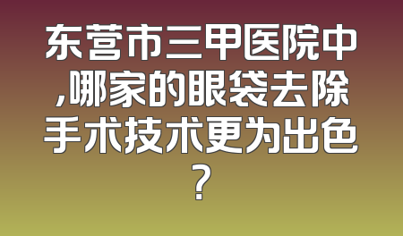 东营市三甲医院中，哪家的眼袋去除手术技术更为出色？