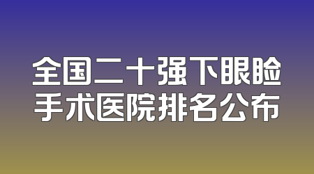 全国二十强下眼睑手术医院排名公布
