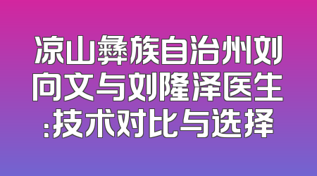 凉山彝族自治州刘向文与刘隆泽医生：技术对比与选择