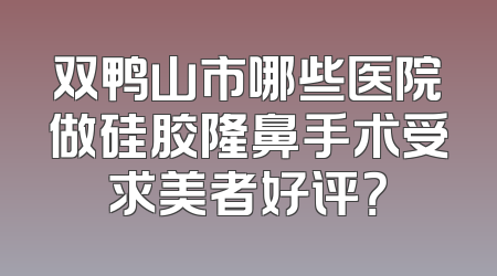 双鸭山市哪些医院做硅胶隆鼻手术受求美者好评？