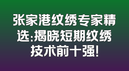 张家港纹绣专家精选：揭晓短期纹绣技术前十强！