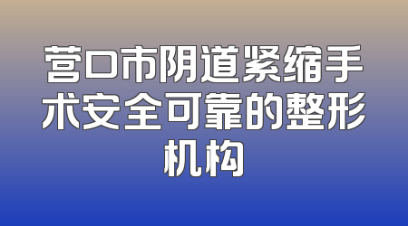 营口市阴道紧缩手术安全可靠的整形机构