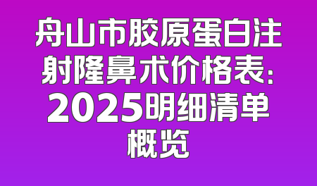 舟山市胶原蛋白注射隆鼻术价格表：2025明细清单概览