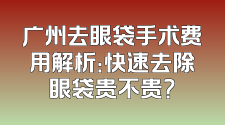 广州去眼袋手术费用解析：快速去除眼袋贵不贵？