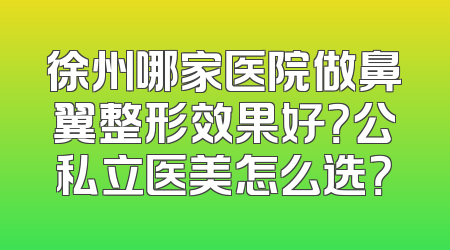 徐州哪家医院做鼻翼整形效果好？公私立医美怎么选？