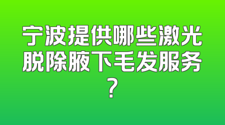 宁波提供哪些激光脱除腋下毛发服务？