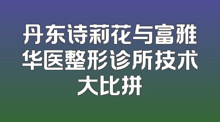 丹东诗莉花与富雅华医整形诊所技术大比拼