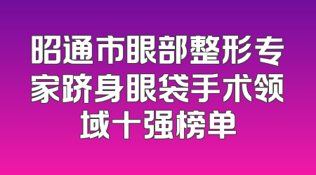 昭通市眼部整形专家跻身眼袋手术领域十强榜单