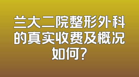 兰大二院整形外科的真实收费及概况如何？