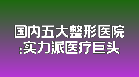 国内五大整形医院：实力派医疗巨头