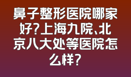 鼻子整形医院哪家好？上海九院、北京八大处等医院怎么样？
