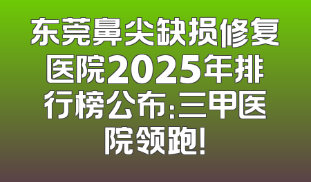 东莞鼻尖缺损修复医院2025年排行榜公布：三甲医院领跑！