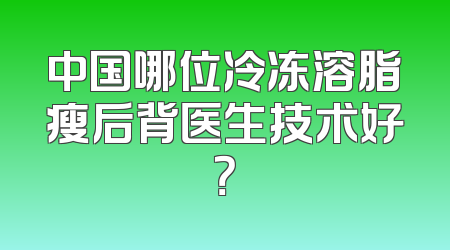 中国哪位冷冻溶脂瘦后背医生技术好？