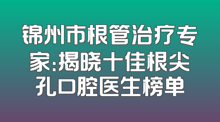 锦州市根管治疗专家：揭晓十佳根尖孔口腔医生榜单