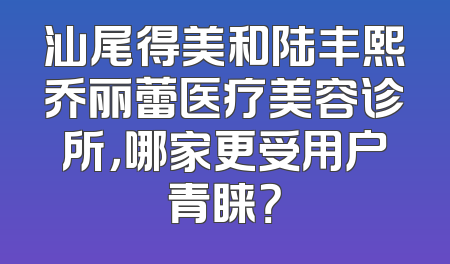 汕尾得美和陆丰熙乔丽蕾医疗美容诊所，哪家更受用户青睐？