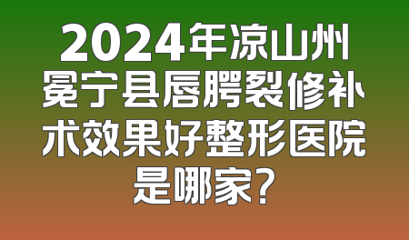 2024年凉山州冕宁县唇腭裂修补术效果好整形医院是哪家？