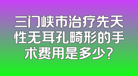 三门峡市治疗先天性无耳孔畸形的手术费用是多少？