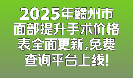 2025年赣州市面部提升手术价格表全面更新，免费查询平台上线！