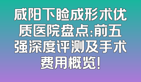 咸阳下睑成形术优质医院盘点：前五强深度评测及手术费用概览！