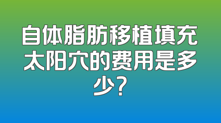 自体脂肪移植填充太阳穴的费用是多少？